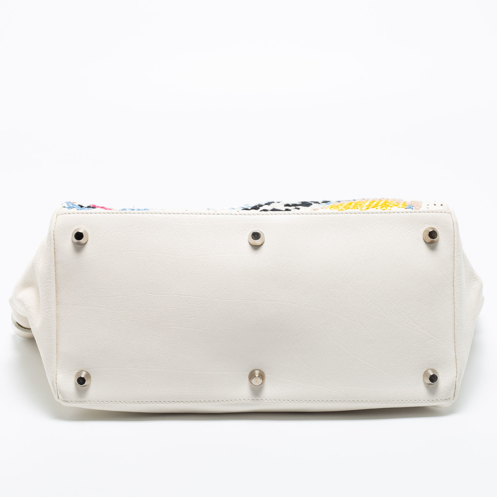 JIMMY CHOO White Cross Stitched/Embellished Leather Tote - Picture 6 of 8